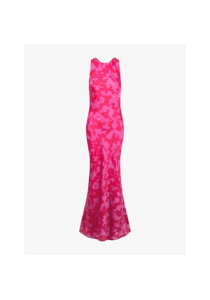 Womens Omnes Jai Floral-Print Satin Maxi Dress
