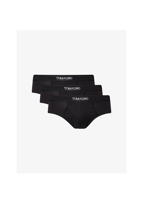 Mens Tom Ford Mid-Rise Branded Pack Of Two Stretch-Cotton Briefs