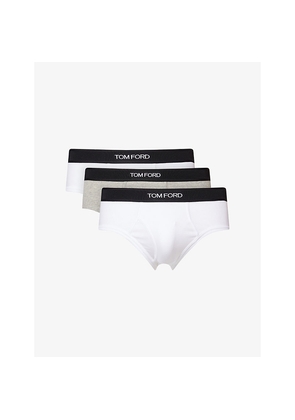 Mens Tom Ford Mid-Rise Branded Pack Of Two Stretch-Cotton Briefs