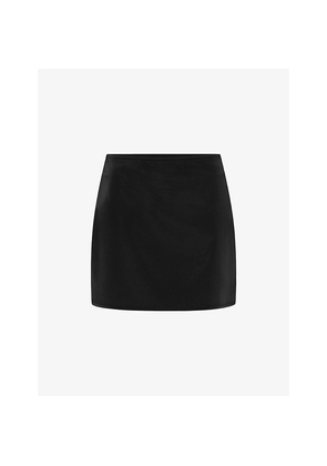 Womens Omnes Patty A-Line Satin Mini Skirt