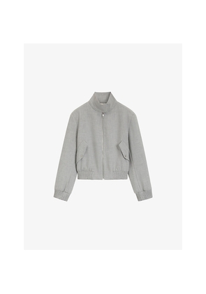 Womens Boss Cropped Stretch-Woven Bomber Jacket