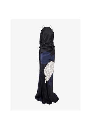 Womens Victoria Beckham Chain-Strap Backless Satin Maxi Dress