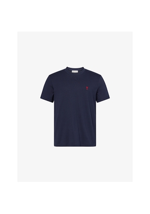 Mens Ami Paris Logo-Embroidered Cotton T-Shirt