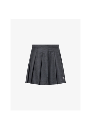 Womens Sporty & Rich School Pleated Wool Mini Skirt