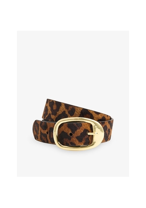 Womens Whistles Leopard-Print Hair-On Leather Belt