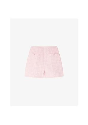 Womens Sandro High-Rise Sequin-Embellished Tweed Shorts