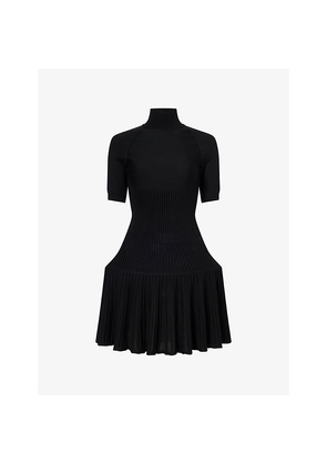 Womens Alaia Crinoline Ribbed Wool-Blend Mini Dress