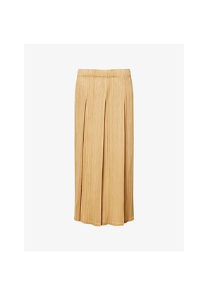Womens Pleats Please Issey Miyake December Pleated Knit Midi Skirt