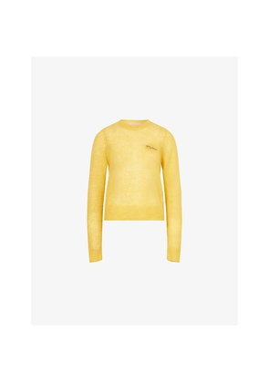 Womens Mother Logo-Embroidered Round-Neck Wool-Blend Jumper