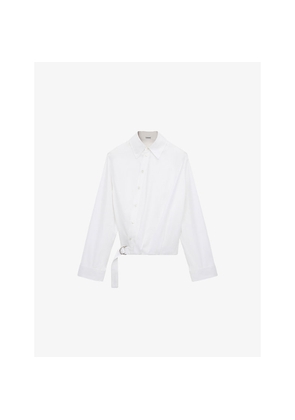 Womens Loewe Draped Long-Sleeve Cotton Blend Shirt