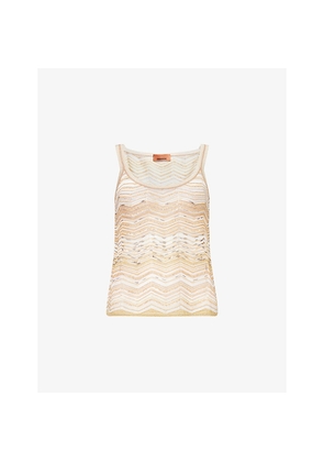 Womens Missoni Chevron Scoop-Neck Metallic-Knit Tank Top