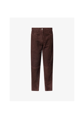 Womens Khaite Callum Relaxed Tapered Leather Trousers
