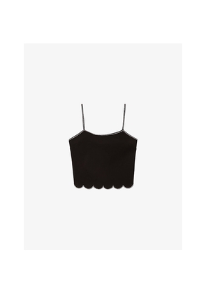 Womens The Kooples Embellished Scalloped-Hem Woven Cami Top