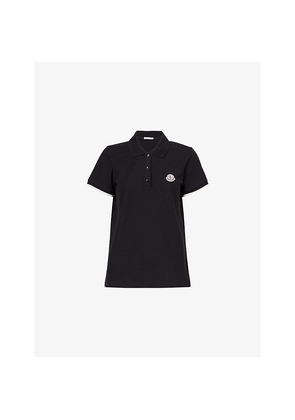 Womens Moncler Brand-Badge Contrast-Trim Cotton Polo Shirt
