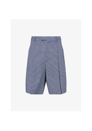 Mens Givenchy Gingham-Print Pleated Cotton-Poplin Shorts