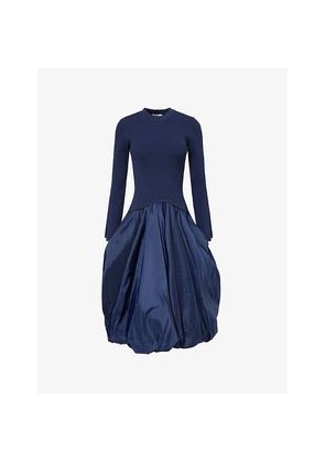 Womens Simkhai Kenlie Long-Sleeve Taffeta-Knit Midi Dress