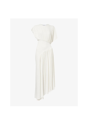 Womens Rabanne Draped Cinch-Waist Woven Midi Dress