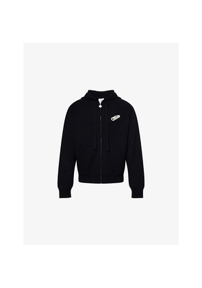 Mens Casablanca Rib-Knit Zip-Up Wool-Blend Hoody