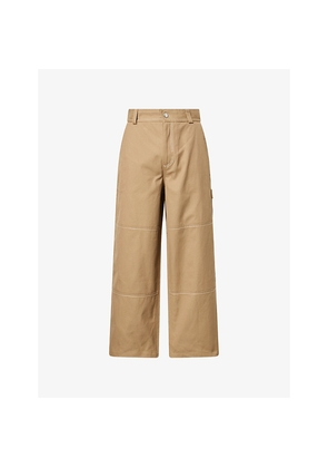 Mens Ami Paris Straight-Leg Cotton-Blend Worker Trousers