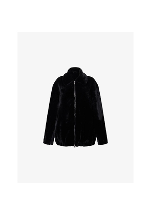 Womens Nour Hammour Oversized Plush Shearling Bomber Jacket