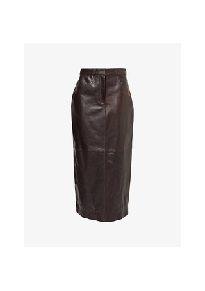 Womens Nour Hammour Ghalia High-Waist Leather Midi Skirt