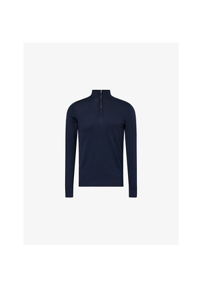 Mens Sunspel Funnel-Neck Half-Zip Knitted Merino-Wool Jumper