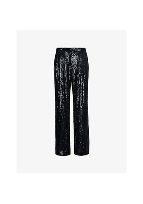 Womens TWP Sulli Straight Sequin-Woven Trousers