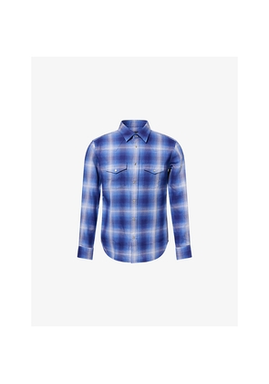 Mens Tom Ford Check-Print Long-Sleeves Cotton-Poplin Shirt