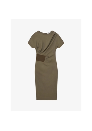 Womens Reiss Etta Ribbed-Panel Stretch-Jersey Midi Dress