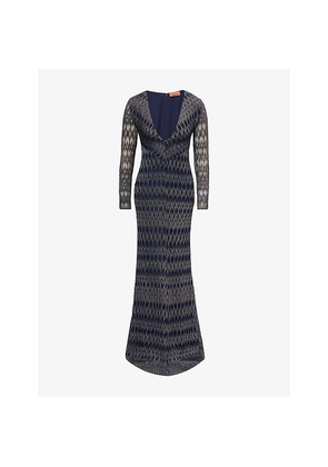 Womens Missoni Chevron-Print Lamé Metallic-Knit Maxi Dress