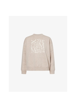 Womens Max Mara Text-Print Round-Neck Wool-Blend Jumper