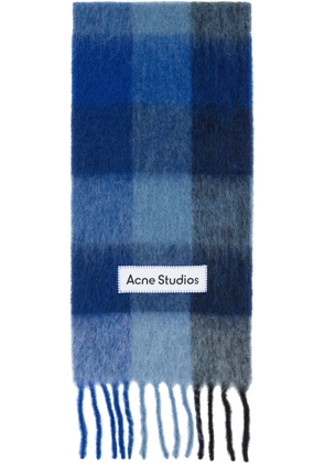 Acne Studios Blue Mohair Checked Scarf
