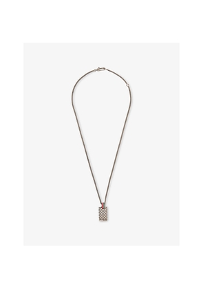 Womens Reselfridges Pre-Loved Gucci Sterling Silver-Plated and Enamel Diamante Dog-Tag Necklace