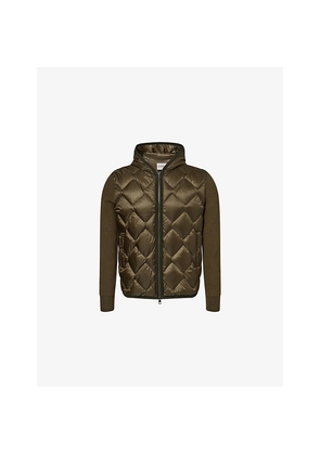 Mens Moncler Contrast-Knit Hooded Shell-Down Cardigan