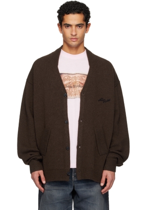 Acne Studios Brown Wool V-Neck Cardigan