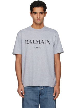 Balmain Gray 'Balmain' Print T-shirt