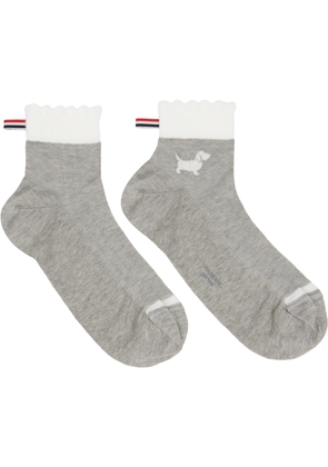 Thom Browne Gray Pointelle Stitch Hector Crew Socks