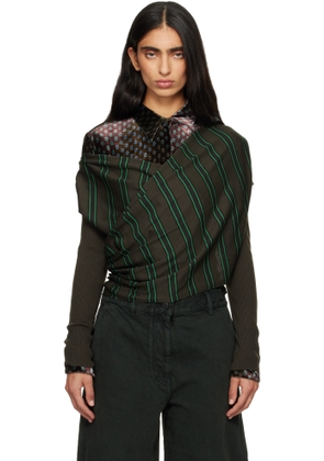 Dries Van Noten Khaki Wrap Sweater