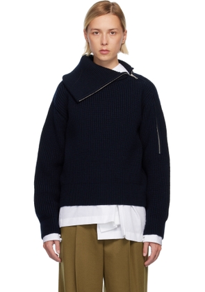 Dries Van Noten Black Zipped Wool Turtleneck