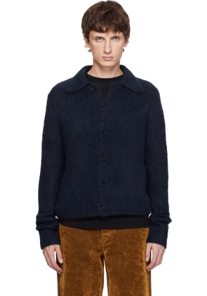 Dries Van Noten Navy Brushed Cardigan