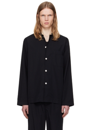 Tekla Black Poplin Long-Sleeved Pyjama Shirt