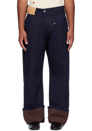 JW Anderson Navy Turn Up Twisted Workwear Jeans