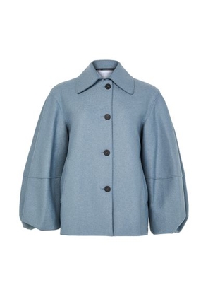 Puff-sleeved jacket in pressed wool