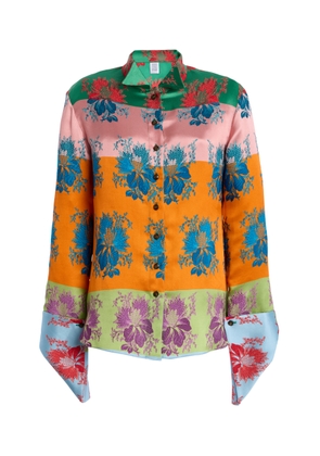 Rosie Assoulin French Cuff Jacquard Silk-Blend Shirt - Moda Operandi