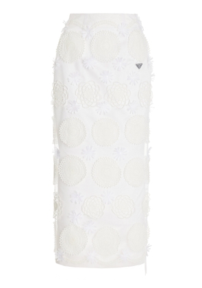 Prada Duchesse Embroidered Silk Midi Skirt - Moda Operandi