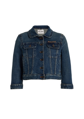 Miu Miu Cropped Stretch-Denim Jacket - Moda Operandi