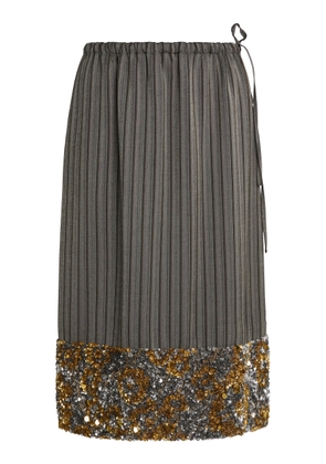Dries Van Noten Scotts Embellished Twill Knee-Length Skirt - Moda Operandi