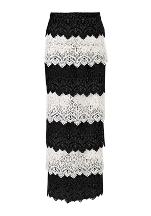 Carolina Herrera Mid-Rise Floral Scroll Lace Maxi Pencil Skirt - Moda Operandi