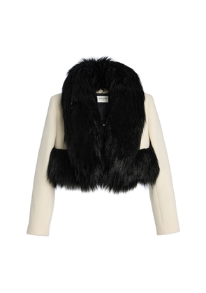 Burc Akyol Faux-Fur Trimmed Wool Cropped Coat - Moda Operandi