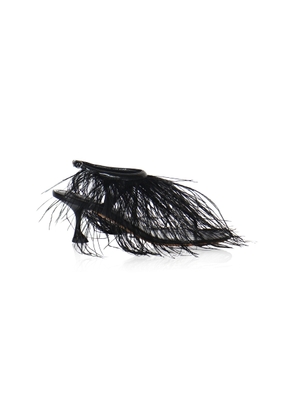 Proenza Schouler Tee Feather-Embellished Leather Thong Sandals - Moda Operandi
